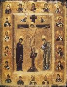unknow artist The Crucifixion and Saints in Medallions Spain oil painting reproduction